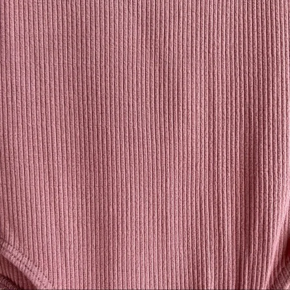 Lulu’s knit ribbed dusty rose pink short sleeve bodysuit, Medium - Picture 5 of 7